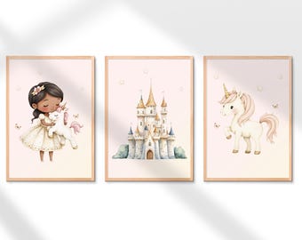 Princess Castle Unicorn Wall Art Print (Digital Download Set of 3)