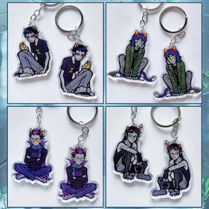2.5 ”Homestuck Troll Schlüsselanhänger (Sollux, Nepeta, Eridan, Etui)