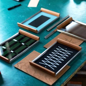 Vintage Bauhaus Style Wood and Stanless Steel Serving Tray