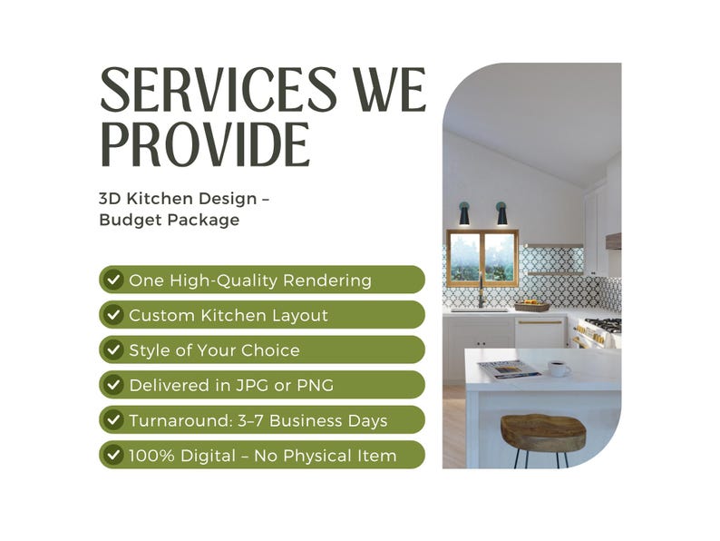 3D Kitchen Design Rendering: Custom Layout Visualization (digital ...
