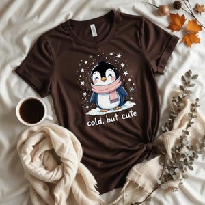 Cozy Winter Penguin T-Shirt , Cute Holiday Animal Tee, Softcore Christmas Graphic Shirt