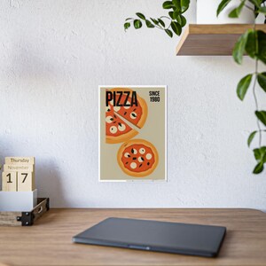 Pizza Lover&#39;s Gloss Poster, Vintage Pizza Art, Home Decor, Kitchen Wall Art, Gift for Him, Foodie Decor