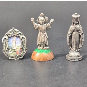 3pc Vintage Religious Miniatures Set - Divino Niño, Fatima & Notre Dame du Cap