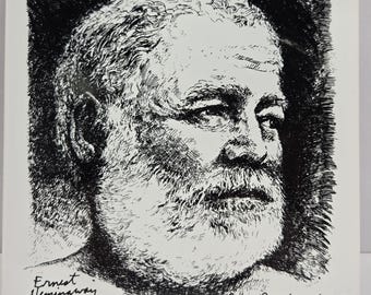 Vintage Screen Craft Ernest Hemingway Key West Art Tile NE Kennedy Portrait