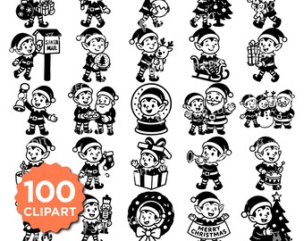 Christmas Elf Clipart SVG PNG Bundle: Holiday DIY Crafts