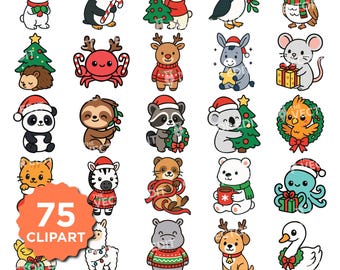 Christmas Animal SVG Bundle | Fantasy & Magical Animal Clipart Layered SVG for Cricut Silhouette Holiday Cute Creature Shirt Design