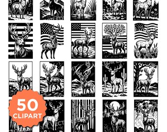 Deer SVG PNG Bundle: Wildlife Silhouette Designs for Cricut
