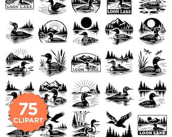 Lake Loon SVG-bundel – vintage natuur silhouet gesneden bestanden voor Cricut | Clipart natuur meer scène | Loon Bird lasersnijbestand [bijgewerkt]