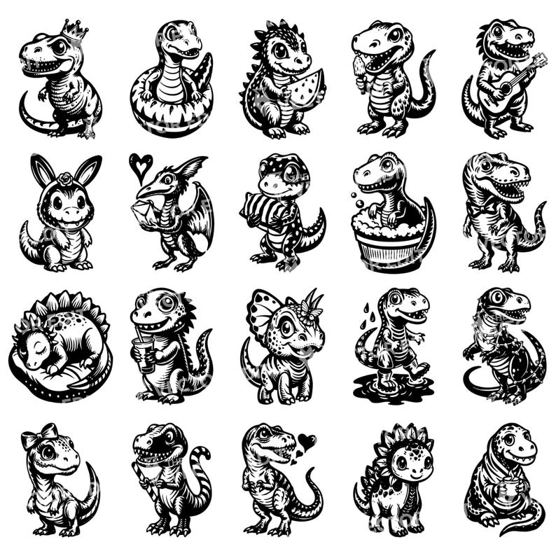 Cute Dinosaur SVG Bundle Dino PNG Clipart Kids Birthday Dinosaur Cricut ...