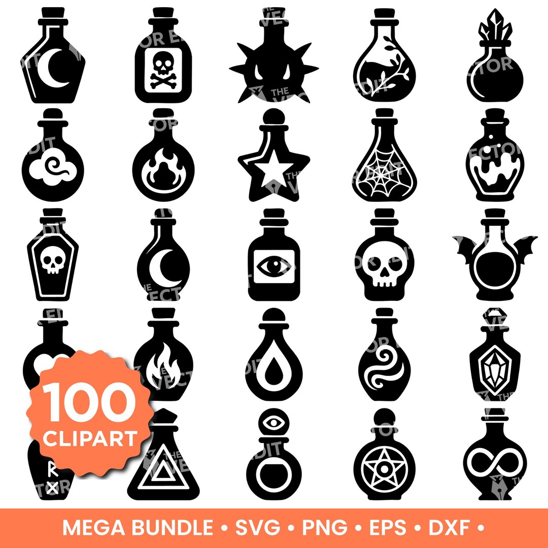 Potion Bottle SVG Bundle | Witchy Bottle Silhouettes Magic Potion ...