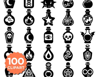 Potion fles SVG-bundel | Witchy fles silhouetten toverdrank clipart PNG Halloween fles ontwerpen voor Cricut Silhouette
