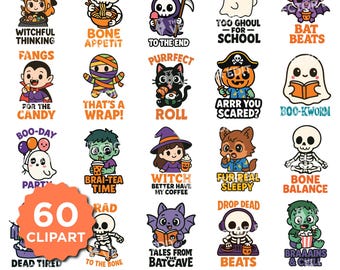 Halloween Chibi SVG Bundle Halloween Vector Layered SVG Cricut File Cute Halloween Trick or Treat PNG Sticker Spooky Halloween