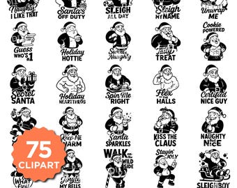 Naughty Santa SVG Bundle | Funny Christmas SVG | Sexy Santa Claus Clipart | Adult Humor Holiday Designs | Cricut & Silhouette