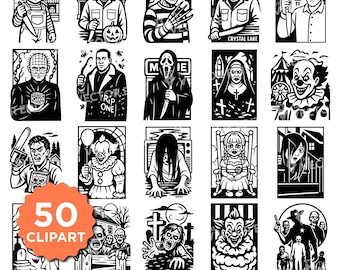 Halloween SVG bundel retro Halloween clipart enge film gesneden bestanden horrorfilm Cricut & sublimatie angstaanjagende clown shirt