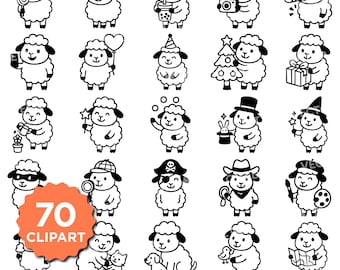 Cute Sheep SVG Bundle | Adorable Farm Animal Clipart | Kawaii Lamb Silhouette Cut Files for Cricut & Silhouette