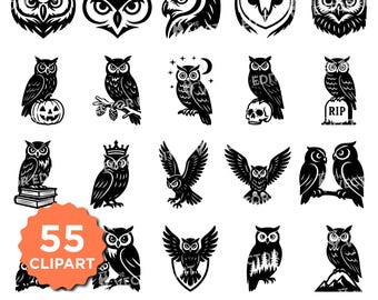 SVG-bundel uil | Clipart uil voor Cricut & Silhouette | Natuur vogel gesneden bestanden | Bosuilkunst
