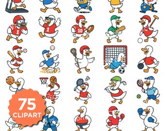 Silly Goose Sports SVG-bundel | Grappige olympische gans, gymgans Clipart | Schattige gans Cricut-bestand | T-shirtontwerp gans