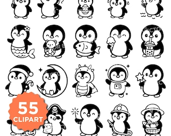 Pinguïn SVG PNG-bundel schattige pinguïn clipart voor Cricut silhouet pinguïn lasergesneden bestanden Kids Crafts Sticker dierlijke pinguïn T-shirt Design