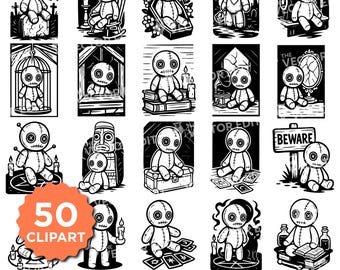 Horror voodoo-pop SVG-bundel: Spooky Halloween-clipart (digitale download)