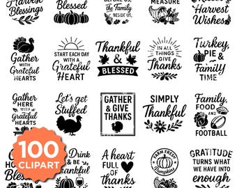 Thanksgiving SVG-bundel | Herfstoogst gesneden bestanden | Kalkoen, pompoen, bladeren, citaten | Cricut-silhouetontwerpen herfst