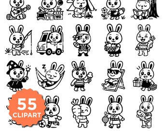 Rabbit SVG Bundle Cute Bunny Clipart for Cricut & Silhouette Rabbit SVG Easter Bunny Vector Design