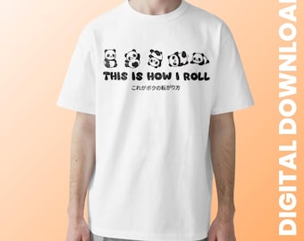 Panda Rolling SVG PNG: Kawaii T-shirtontwerp Clipart
