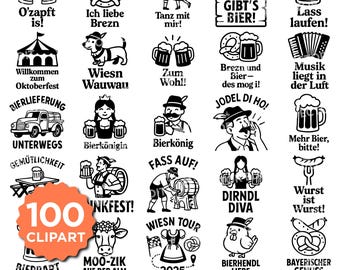 Oktoberfest SVG bundel biermok krakeling worst PNG dirndl lederhosen clipart Beierse hoed Duits festival gesneden bestanden Cricut silhouet