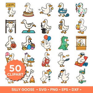 Silly Goose SVG PNG Bundle | Funny Goose Eps Dxf | Layered SVG Files for Cricut | Vector File Clipart | Silly Goose Cutting Files