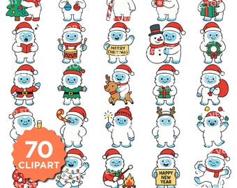 Christmas Yeti SVG Bundle | Layered Yeti Cut Files for Cricut & Silhouette | Funny Winter Bigfoot PNG Clipart Holiday Sasquatch