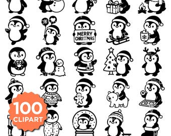 Weihnachtspinguin-SVG-Bundle | Niedliche Winterpinguin-Cliparts | Pinguin-Schnittdateien für Cricut & Silhouette | T-Shirt-Design
