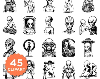 Alien SVG Bundle: UFO, Space Clipart for Cricut & Silhouette (Digital Download)