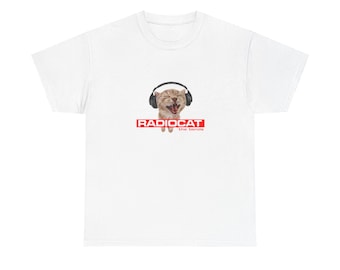 Radiocat Headphones Tee | Cat with Headphones Graphic T-Shirt - Radiohead Funny Tee