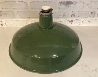 Vintage Green Porcelain Industrial Light