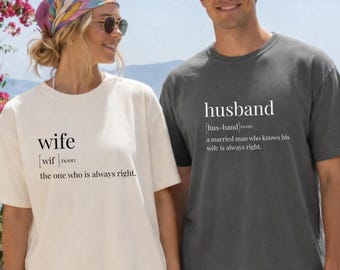 Husband Wife Definition Matching Tees, Anniversary Couple Shirts