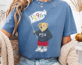 Vintage 1996 Games Polo Bear T-Shirt, Retro Graphic Tee, Sports Fan Shirt,  Classic Polo Bear Tee