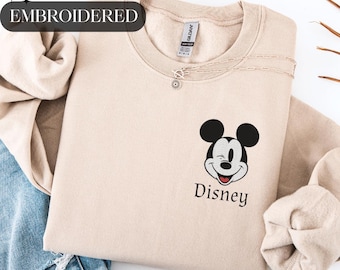 Embroidered Disney Trip Sweater, Mickey Minimalist Sweater