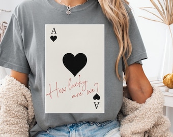 Ace of Hearts Graphic T-Shirt, Trendy Monochromatic Tee