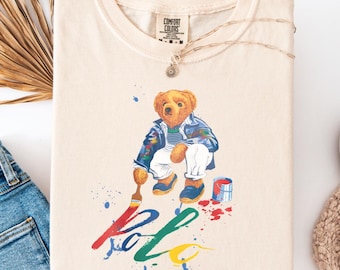 Vintage Polo Bear Painter T-Shirt, Retro Graphic Tee