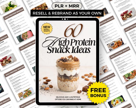 Healthy Snack Ideas Ebook | 60 High Protein Snacks Veg & Non Veg Nutrition Guide | PLR MRR Resell Rights Lead Magnet | Bonus Workout Planner
