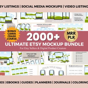 2000+ Canva Mockup Bundle | Etsy Listing Mockups | Listing, Planner, Course, Product, Ebook Device Mockup Bundle | Master Resell Rights