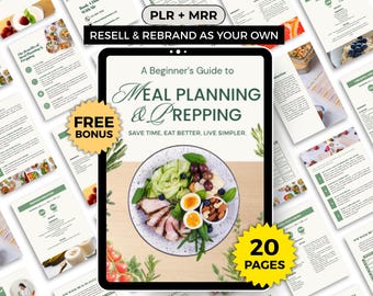 Meal Planning Guide PLR MRR | Meal Prep Recipe Cards with Macros | Healthy Meal Plan | Canva Editable Pantry Planner | Nutrition Guide