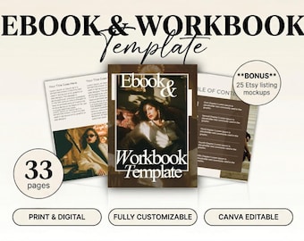 Canva Ebook & Workbook Template Bundle | 33 Editable Workbook Page Designs | Coach Course Creator Templates Digital Download