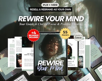 Mindset Ebook Workbook PLR MRR | Rewire Your Mind Self Help Journal Worksheets | Positive Thinking Guide Digital Download