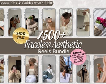 Paquete de más de 7500 Reels sin rostro / Reels de Instagram listos para usar / Derechos de reventa PLR MRR / Paquete de contenido de TikTok / Paquete de marketing sin rostro