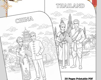 子供向けの伝統衣装の塗り絵