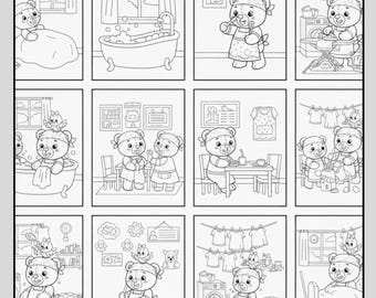 Hojas de actividades diarias chinas para colorear y escribir para niños