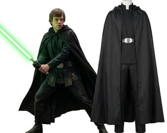 Luke Skywalker Jedi Cosplay Costume - Return of the Jedi Black Suit with Hooded Cloak - Screen Accurate Star Wars Outfit for Men - Full Set