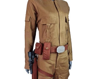 Déguisement Han Solo pour femme | Ensemble cosplay de contrebandier Star Wars avec ceinture | Bande dessinée et Halloween