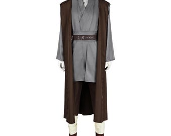 Ensemble de déguisement robe Jedi Obi Wan Kenobi, tenue de cosplay Star Wars pour homme