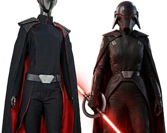 Star Wars Zweite Schwester Cosplay - Jedi Fallen Order Trilla Suduri Inquisitor Uniform mit rotem Futter Umhang - Custom Bösewicht Anzug